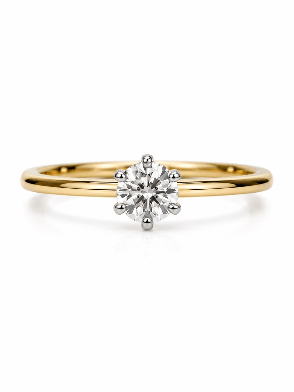 14K Solid Yellow Gold Natural Diamond Solitaire Engagement Ring Dainty Size 6